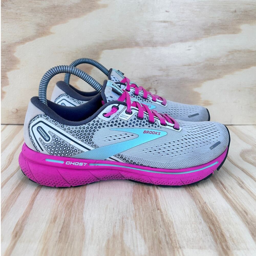 Brooks - Ghost 14 - Running Shoes - Gray/Pink - Women's - 7.5(B) - 1203561B024